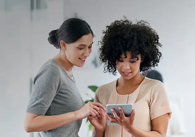 Two women talking