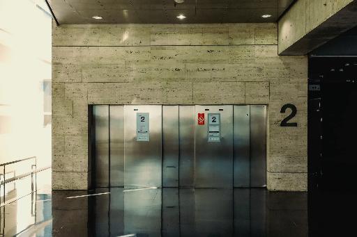 gray metal elevator door closed